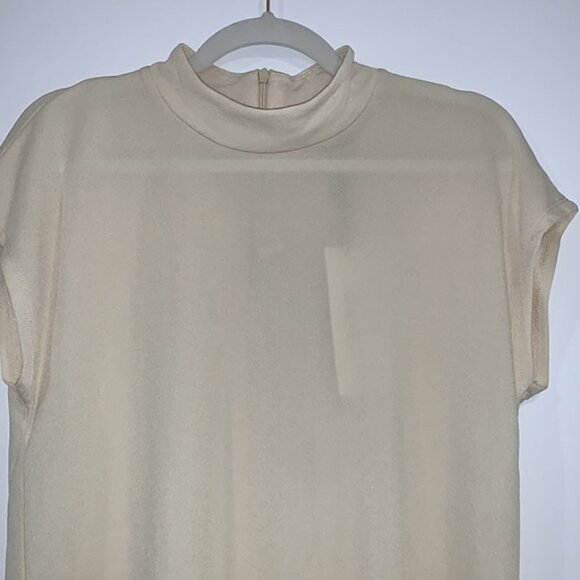 CALVIN Klein Tan Chai Mockneck Short-Sleeve Top size Medium - Picture 4 of 12